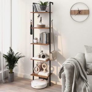 Industrial Bookshelf Wall Mounted 5-Tiers Ladder Shelf | Tohomeor
