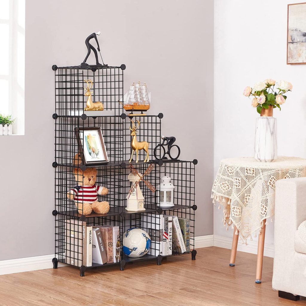 ANWBROAD Wire Cube Storage Organizer - 9 Cube Metal Grid, Closet Organizer Shelves